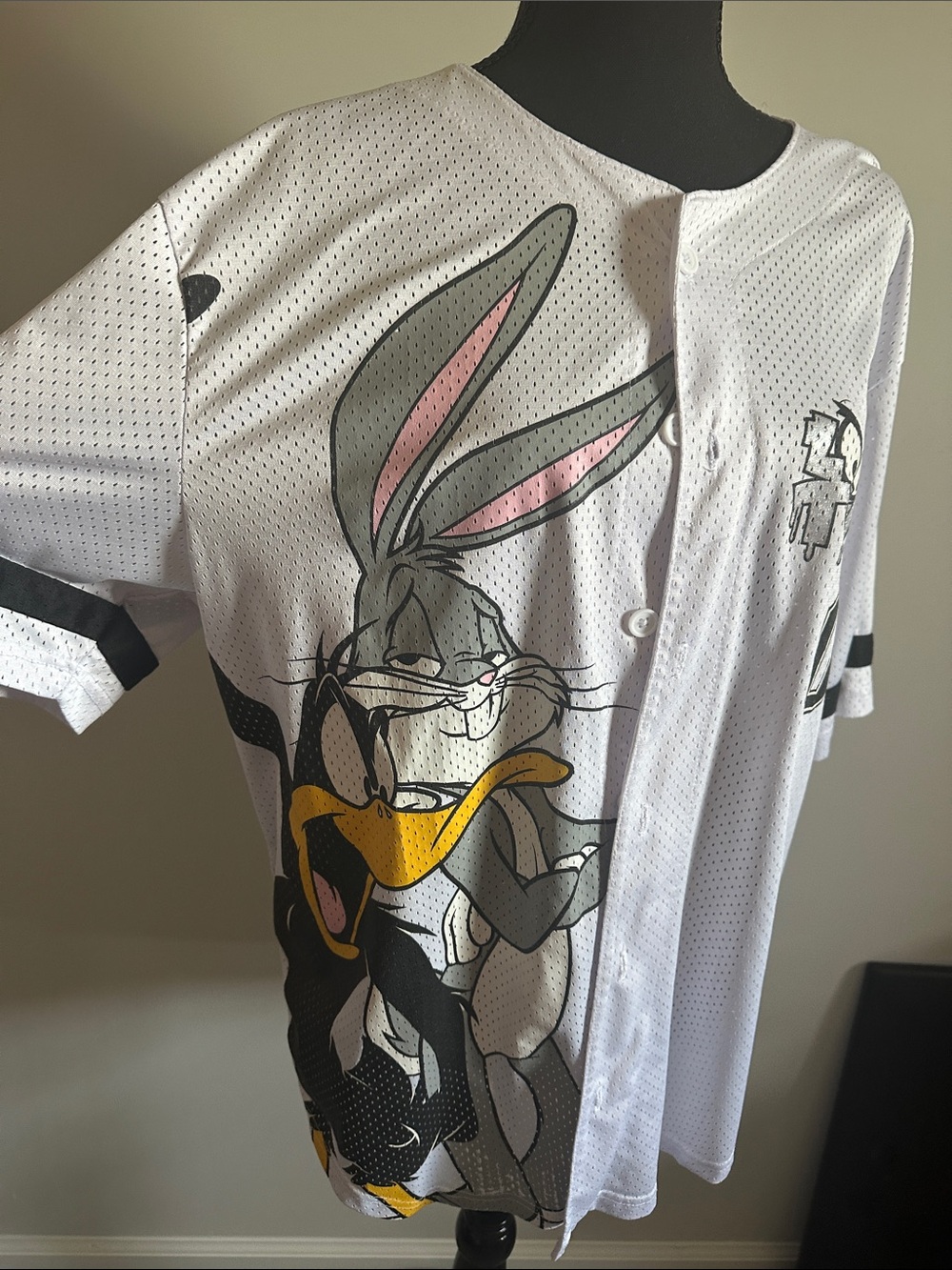 Looney Tunes Bugs Bunny & Daffy Duck Baseball Jersey - White